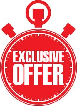 Exclusive offer red stopwatch, vector illustration Stock Illustration