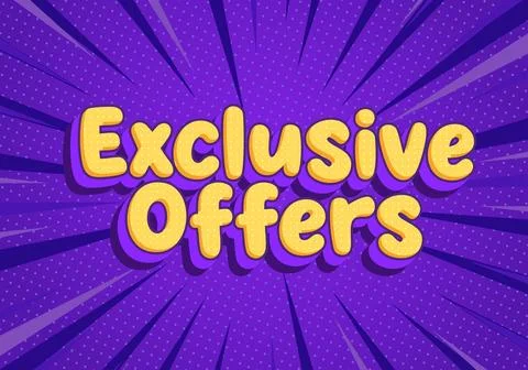 Exclusive offers bubble comic text effect purple background promoting 库存插图