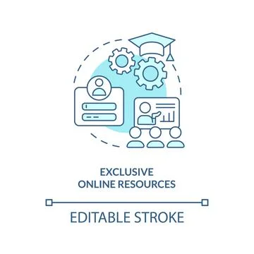 Exclusive online resources blue concept icon Stock Illustration