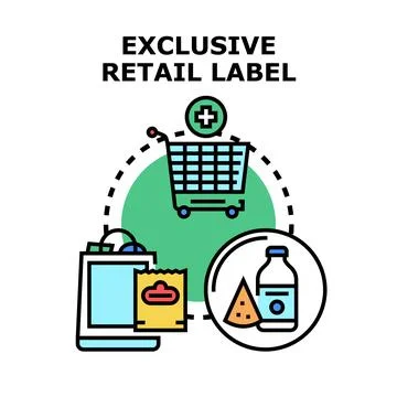 Exclusive retail label creating store brand products Stock-Illustration