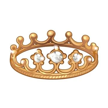 Exclusive ring in the shape of a Royal crown made of gold with inlaid diamonds Stock Illustration