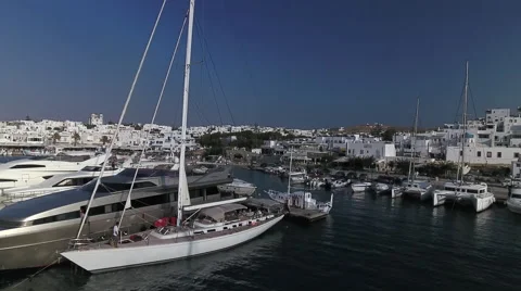 Exclusive sailboats and yachts in Greek port. Stock Footage