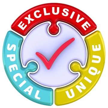 Exclusive, special, unique. The check mark in the form of a puzzle Illustration