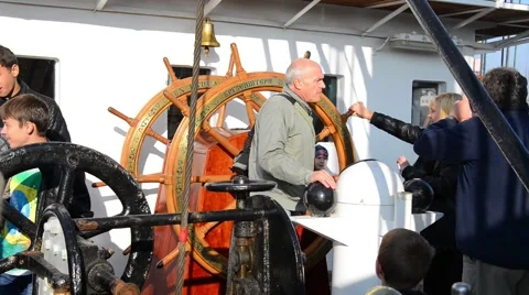 Excursion for all comers at tall ship Kruzenshtern 스톡 동영상 42366838