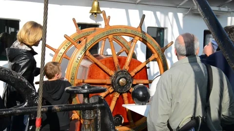 Excursion for all comers at tall ship Kruzenshtern Stock Footage 42366868