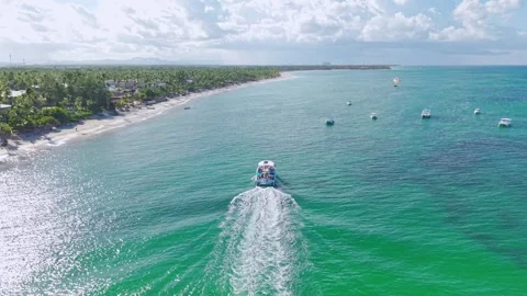 Excursion to Bavaro Beach, Punta Cana, located in the province of La Stock Footage 320098024