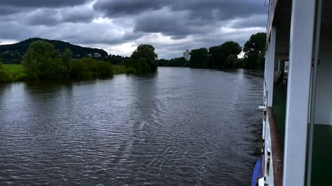 Excursion boafloats on the river Weser Video stock 169111355