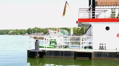 Excursion boat in the harbor Stock Footage 51864468