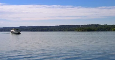 Excursion Boat at Lake Starnberger See Video stock 80025367
