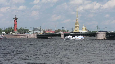 Excursion boat on the Neva river Stock Footage 66234789