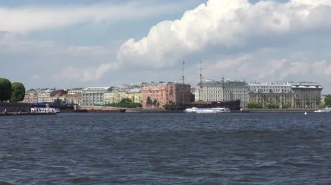 Excursion boat on the Neva river Video stock 66235003