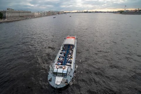 The excursion boat on The Neva River. St Petersburg. Russia Stock Photos