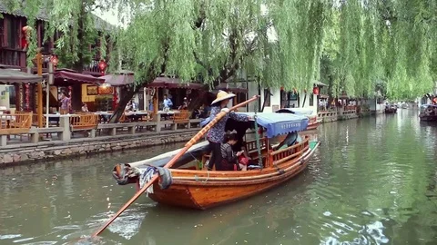 Excursion Boats Float Along The Canal (5 of 5) Stock Footage 86705798