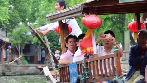 Excursion Boats Float Along The Canal (4 of 5) Stock Footage 86705822