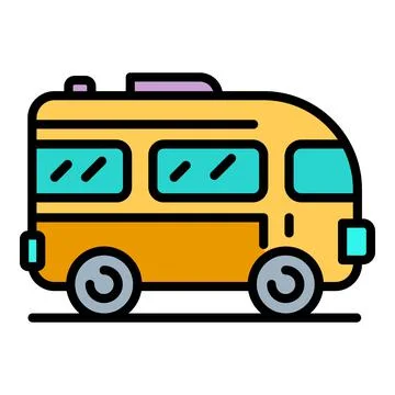 Excursion bus icon color outline vector Stock Illustration