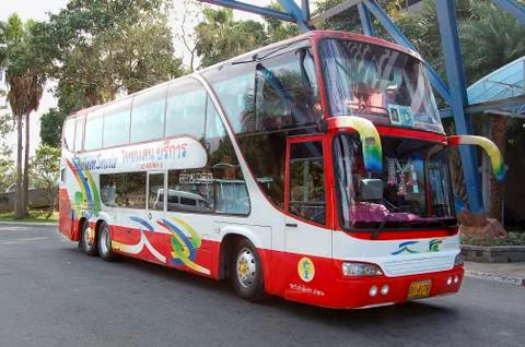 Excursion bus red Fotos Stock