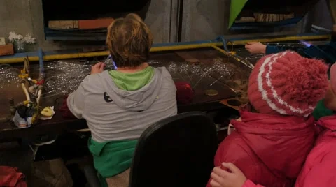 Excursion to a Factory of New Year's Balls Klavdievo Ukraine Kids Are Looking Stock Footage 57985739