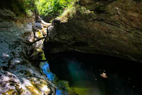 Excursion in the gorges of the rio garrafo 写真素材