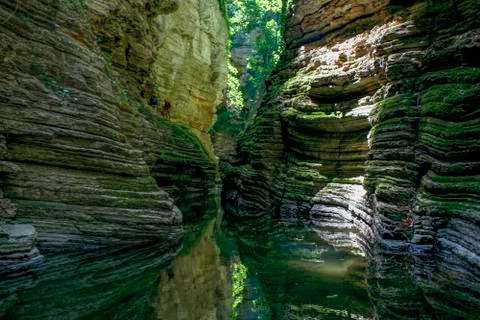 Excursion in the gorges of the rio garrafo Stockfoto's