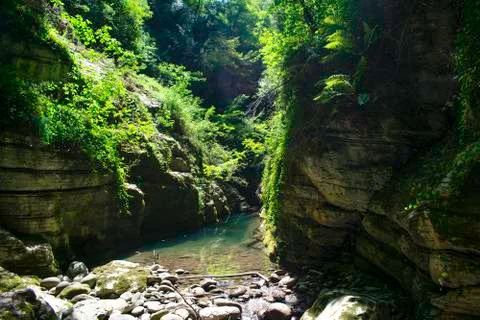 Excursion in the gorges of the rio garrafo 库存照片