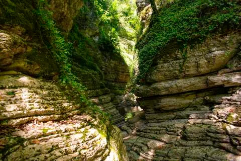 Excursion in the gorges of the rio garrafo Stockfoto's