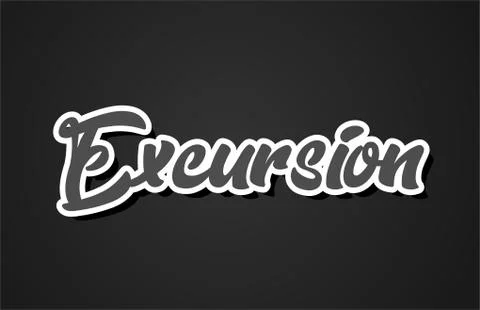 Excursion hand writing word text typography design logo icon Stock Illustration