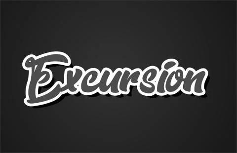 Excursion hand writing word text typography design logo icon Stock Illustration