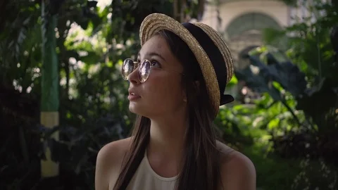 Excursion inside big botanical garden Stock Footage 121797863