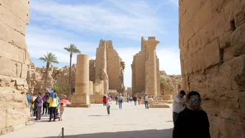 Excursion in The Karnak Temple Stock Footage 128214732