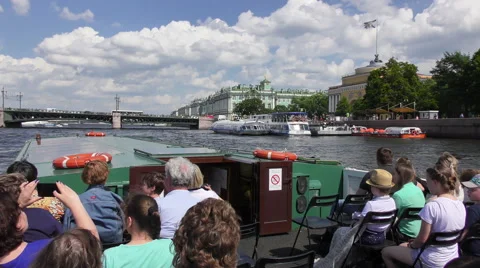 Excursion on the Neva river Stock Footage 66235386
