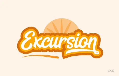 Excursion orange color word text logo icon Stock Illustration