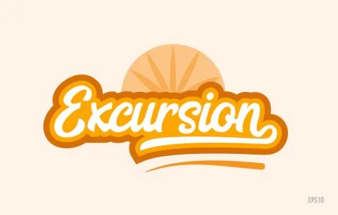 Excursion orange color word text logo icon Stock Illustration