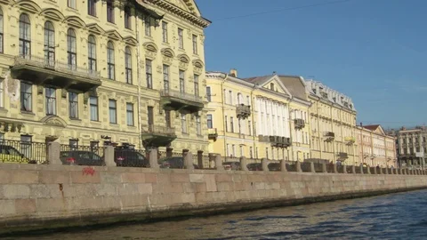 Excursion on a pleasure boat around  Saint Petersburg Stock Footage 108665464