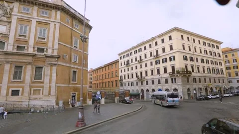Excursion in Rome, bus excursion in Rome. Streets of Rome with a car window Video stock 135645052
