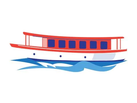 Excursion Ship on the Water. Vector Illustration Stock Illustration
