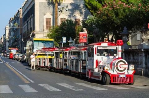Excursion steam train in Catania, Sicily, Italy. Stock-Fotos