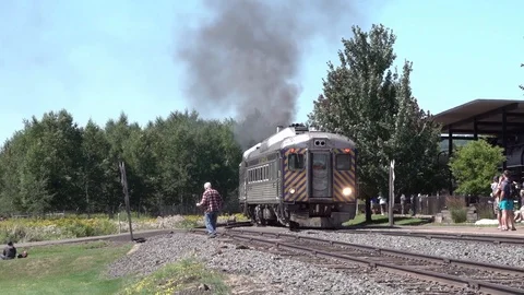 Excursion Train entering the station Stock Footage 125092053