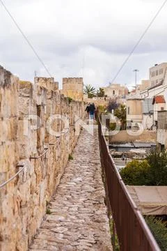 Excursion on Walls of Ancient City, Jerusalem Stock Photos