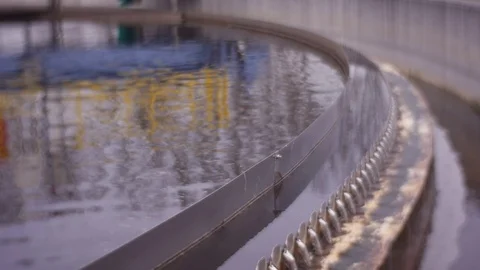 Excursion to Water Treatment Facilities. Overview of the Pool, Tank For Stock Footage 73988683