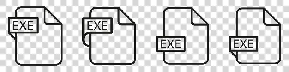 EXE file format document type colored icon. Stock Illustration