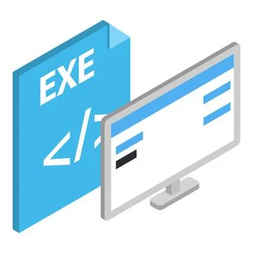 Exe file icon, isometric style 库存插图