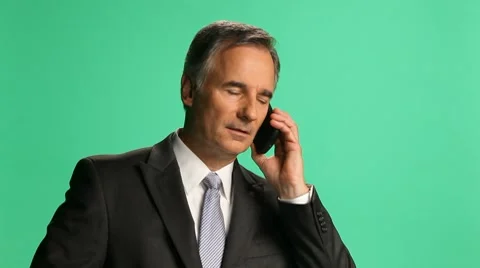 Exec on phone - Greenscrn - Med Video stock 8141640