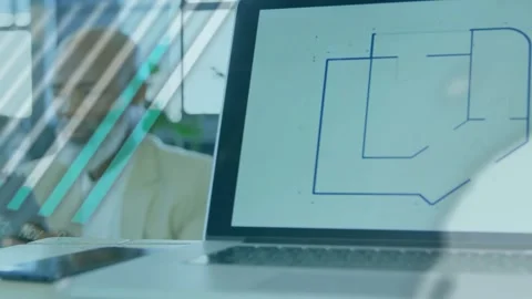 Exec tapping tablet initiating laptop schematic syncing while reviewing tech Vidéo 330002700