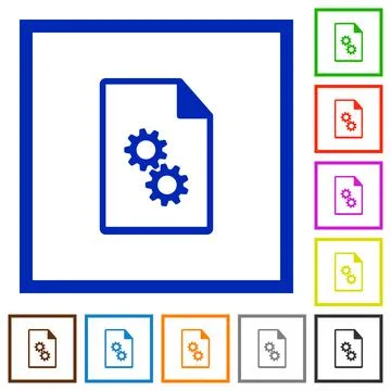 Executable file flat framed icons イラスト素材