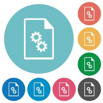 Executable file flat round icons 스톡 일러스트