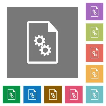 Executable file square flat icons Stock Illustration