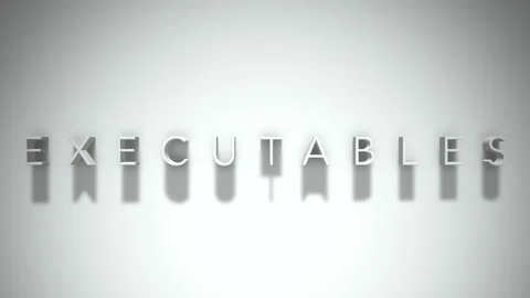 Executables 3D title animation with shadows on a white background Stock Footage 297801950