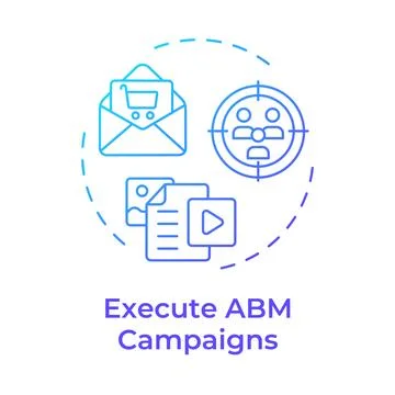 Execute abm campaigns blue gradient concept icon Stock Illustration