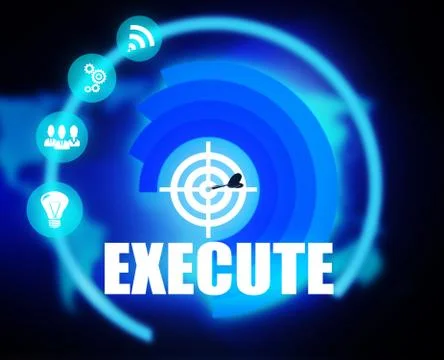 Execute concept plan graphic circuit media success Stock Illustration