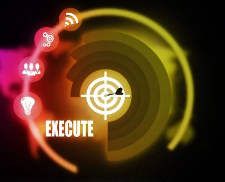 Execute concept plan graphic circuit media success Stock Illustration